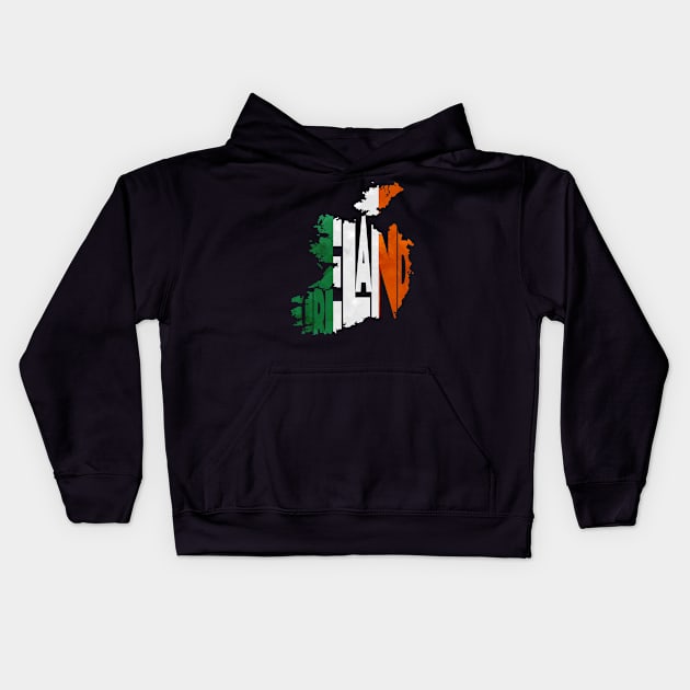 Ireland Typo Map Kids Hoodie by inspirowl